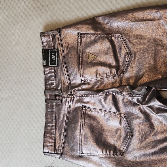 GUESS WOMENS METALLIC, SILVER SKINNY JEANS SIZE W:28 L:29  NEW WITH TAGS - Picture 8 of 14
